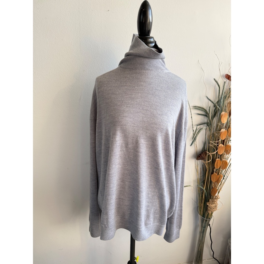 Banana Republic Mens XXL Grey 100% Merino Wool Turtleneck Sweater Soft Knit 2854